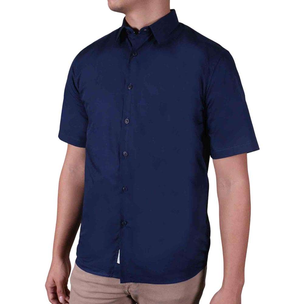 Camisa de botones azul oscuro