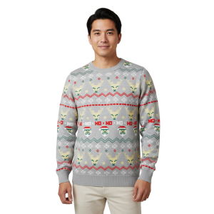 suéter navideño gris